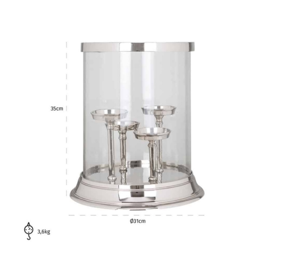 RICHMOND świecznik HURRICANE EVI 4 srebrny - obrazek 2