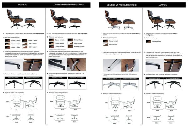 Fotel LOUNGE czarny / jesion z podnóżkiem - obrazek 2