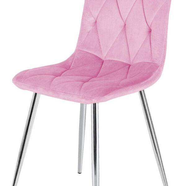Krzesło tapicerowane BORGO VELVET PINK SILVER