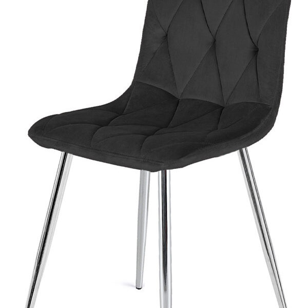 Krzesło tapicerowane BORGO VELVET BLACK SILVER