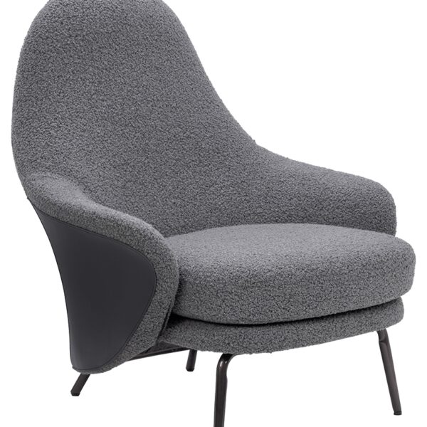 Fotel LOBBY TEDDY szary - stal, opal