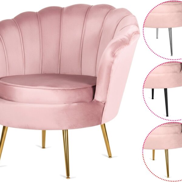 Krzesło Fotel Muszla Lugano DONNA VELVET PINK