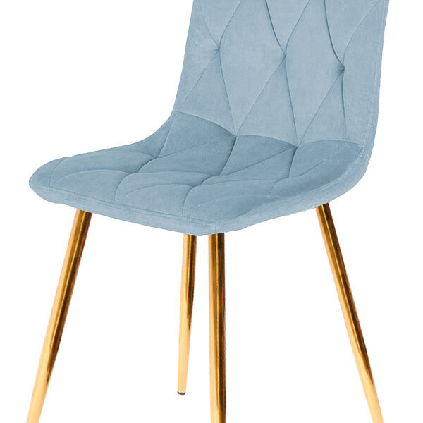 Krzesło tapicerowane BORGO VELVET LIGHT BLUE GOLD