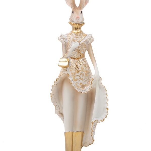 Figurka dekoracyjna SHP RABBIT beżowa / złota
