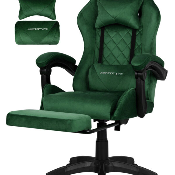 Fotel obrotowy gamingowy XL POKER PRO DARK GREEN ALCANTARA