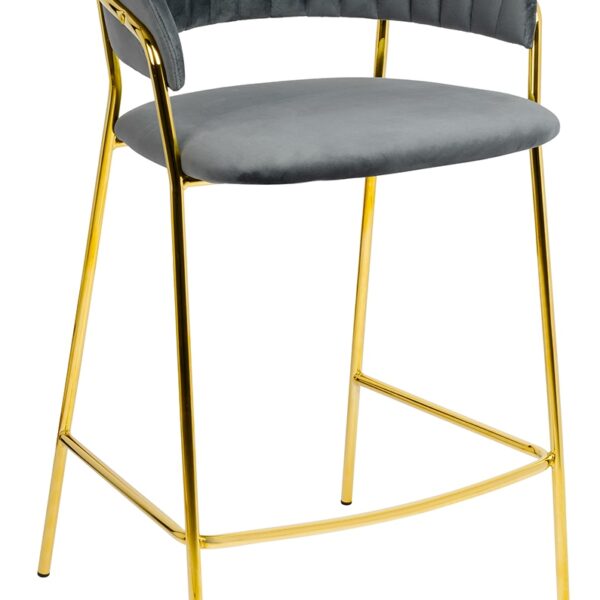 Krzesło barowe MARGO 65 ciemny szary - welur, podstawa złota