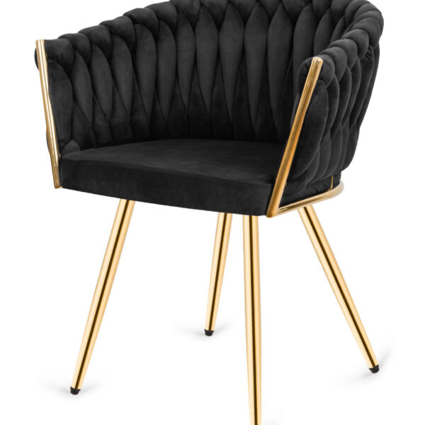 Krzesło plecione Lugano fotel TRECCIA BLACK VELVET GOLD