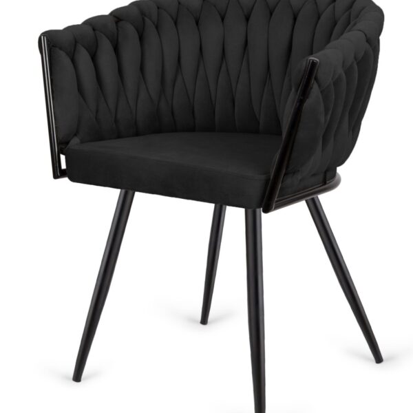 Krzesło plecione Lugano fotel TRECCIA BLACK VELVET SMOKE