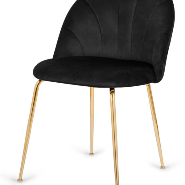 Krzesło tapicerowane CAMILA BLACK VELVET GOLD