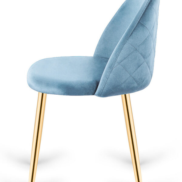 Krzesło tapicerowane GLORIA LIGHT BLUE VELVET GOLD