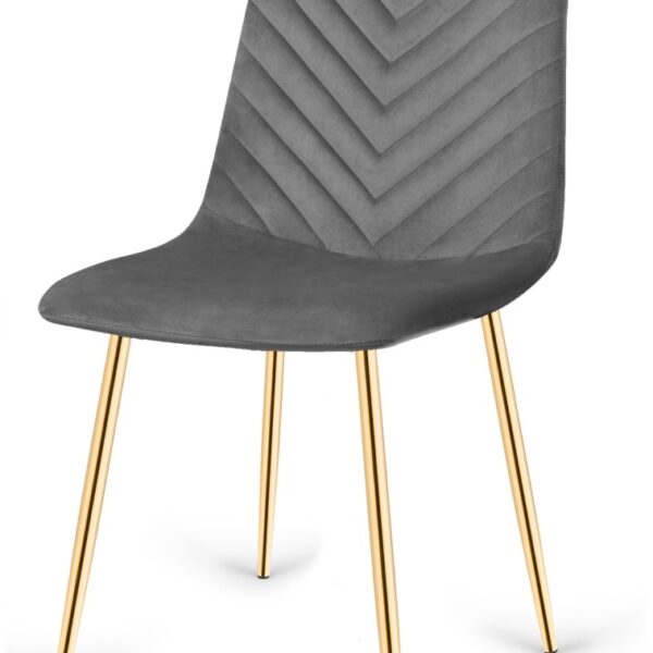 Krzesło tapicerowane TRIO VELVET DARK GREY GOLD