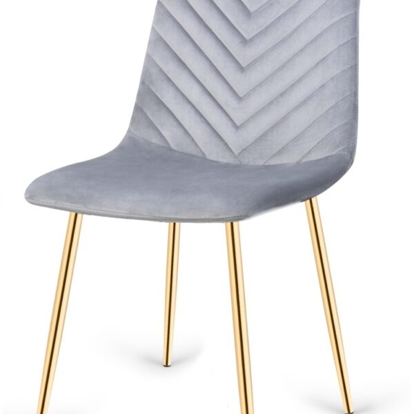 Krzesło tapicerowane TRIO VELVET LIGHT GREY GOLD