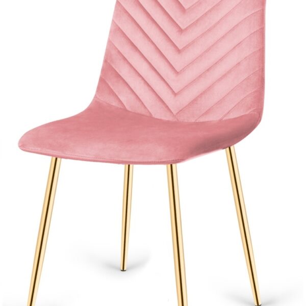 Krzesło tapicerowane TRIO VELVET PINK GOLD