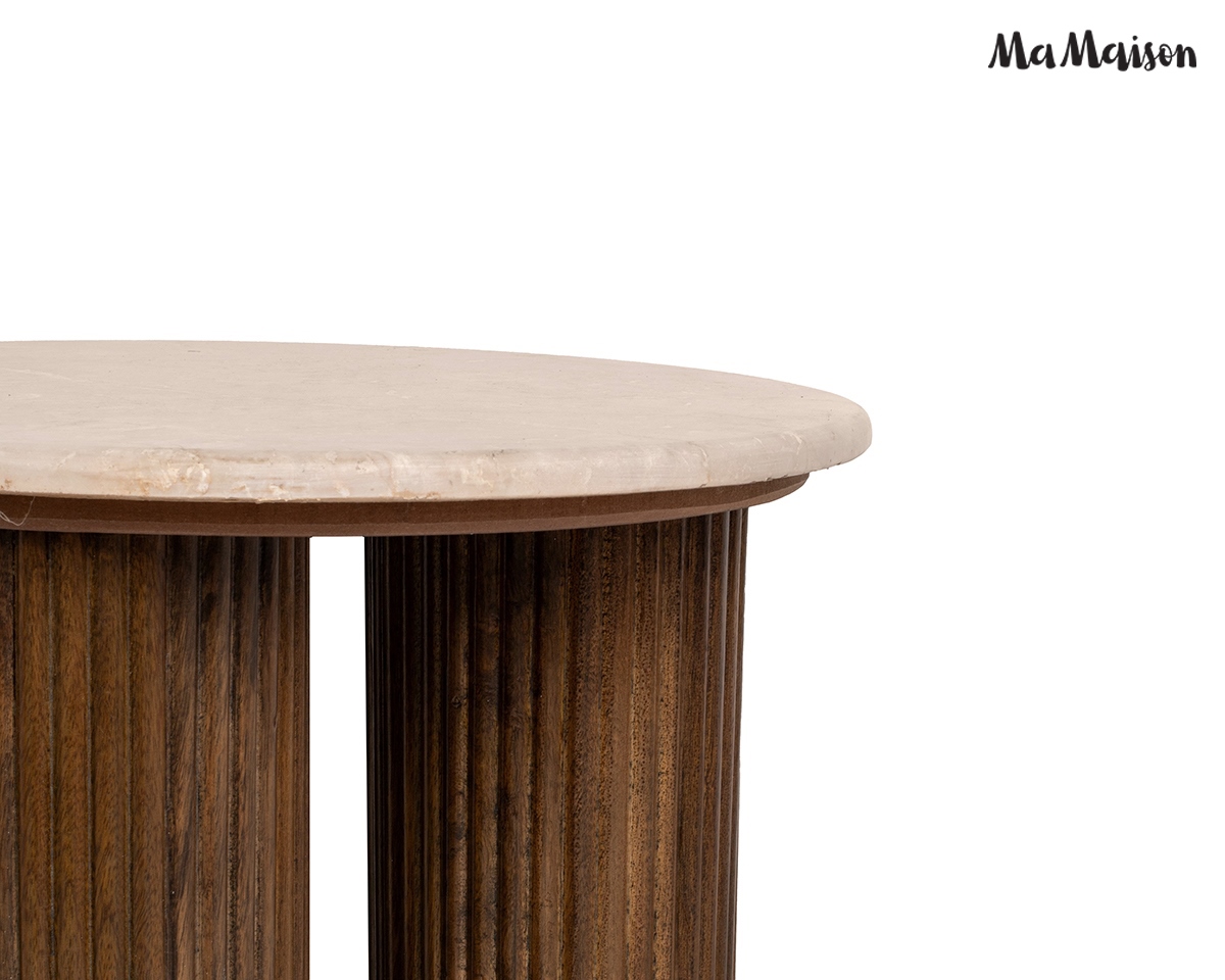 MaMaison stolik RAGNO 50 marmur / drewno - obrazek 2