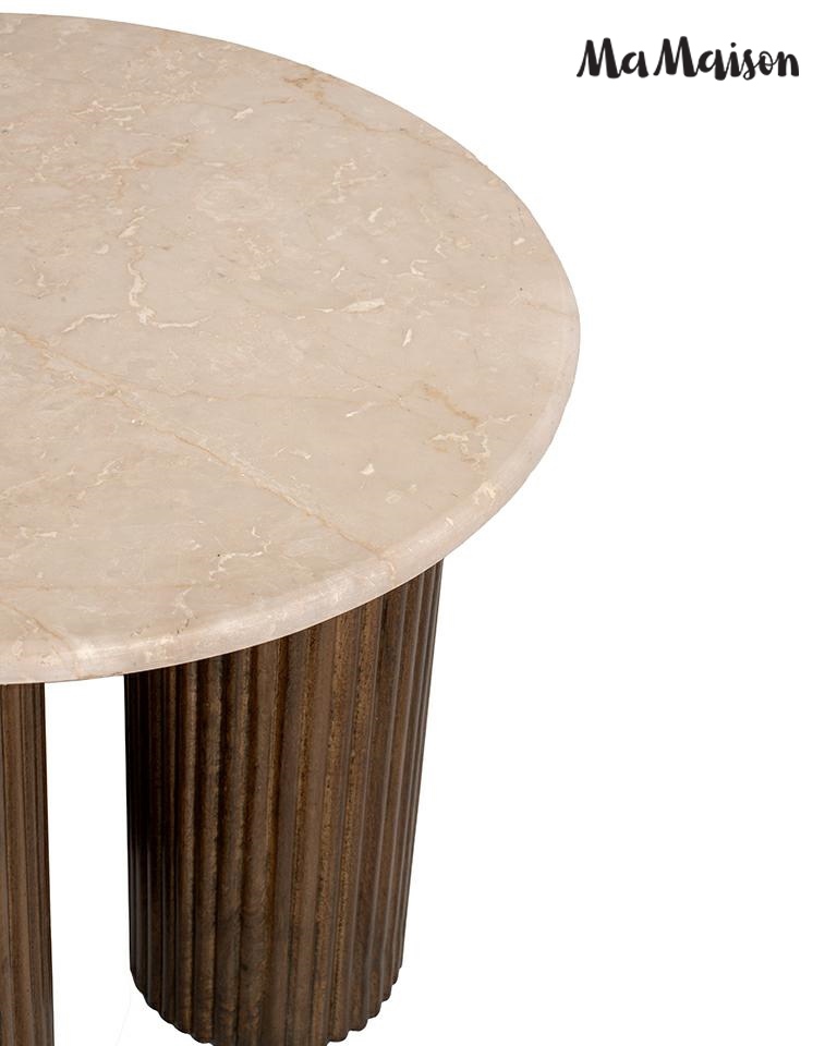 MaMaison stolik RAGNO 50 marmur / drewno - obrazek 3