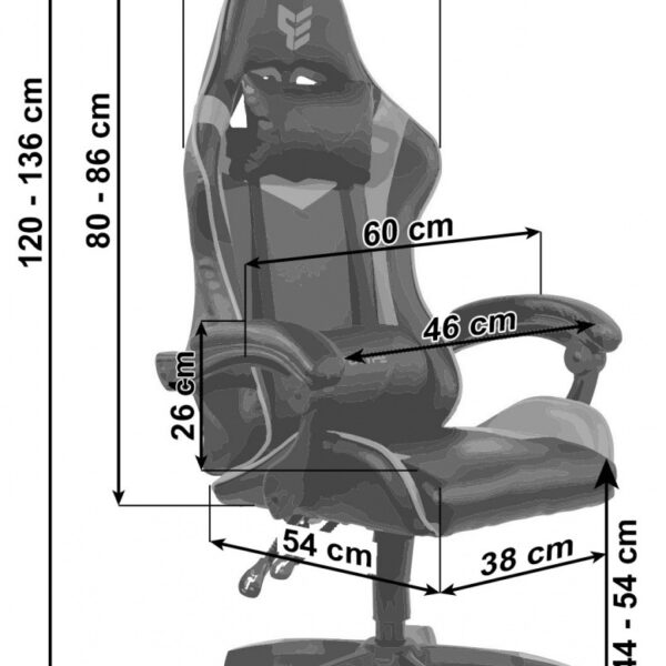 Fotel obrotowy gamingowy DIAVEL PRO FABRIC FULL GREY XL