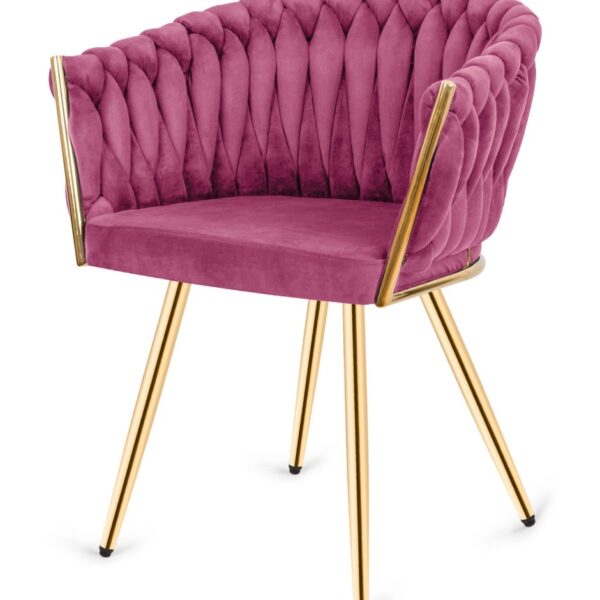 Krzesło plecione Lugano fotel TRECCIA PURPLE VELVET GOLD