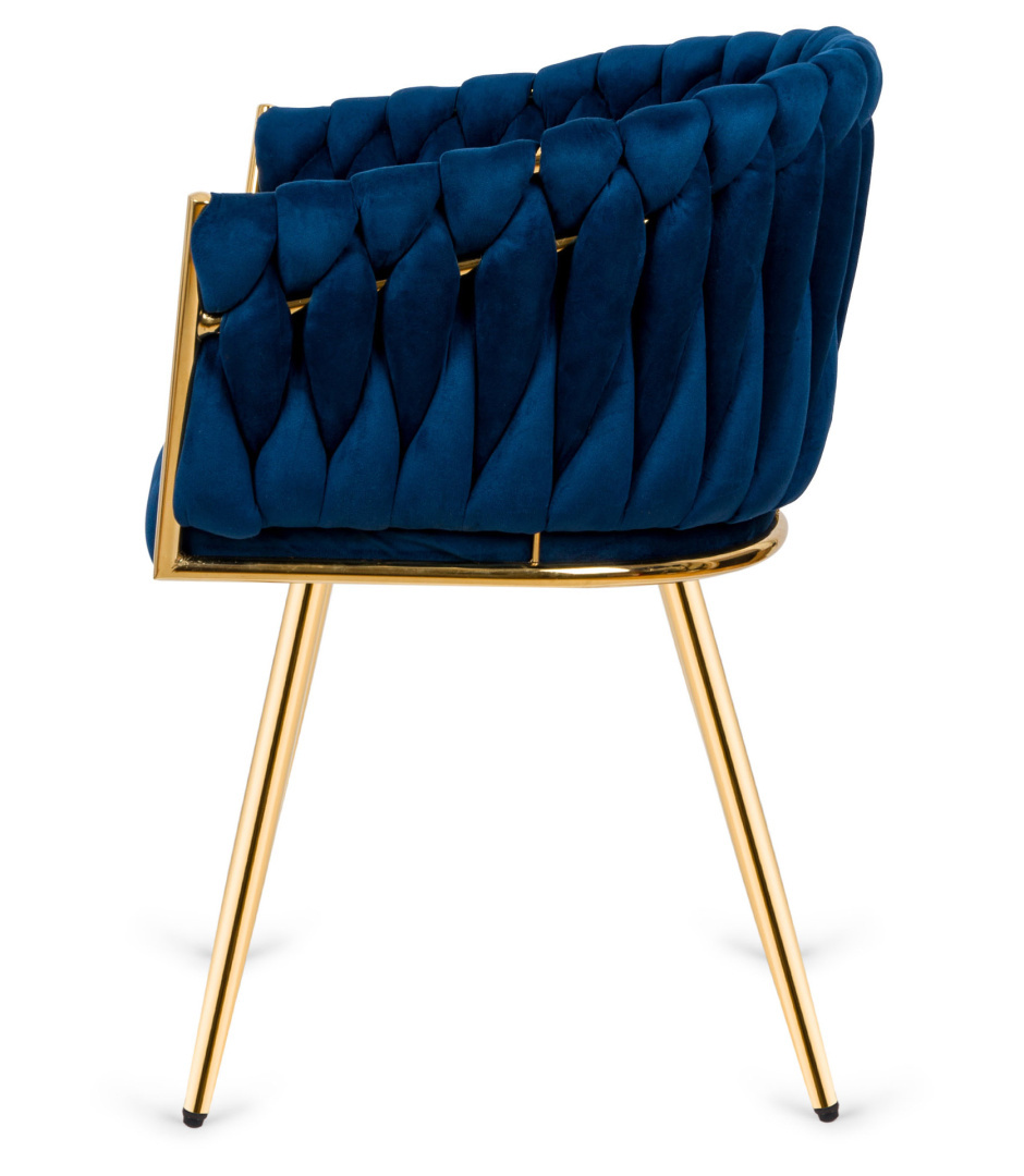 Krzesło plecione Lugano fotel TRECCIA BLUE VELVET GOLD - obrazek 4