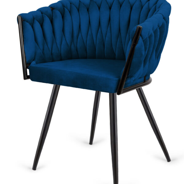Krzesło plecione Lugano fotel TRECCIA BLUE VELVET SMOKE