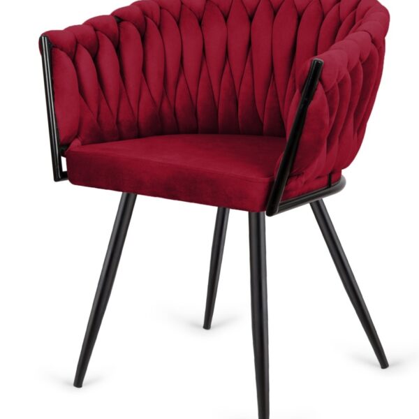 Krzesło plecione Lugano fotel TRECCIA BURGUNDY VELVET SMOKE