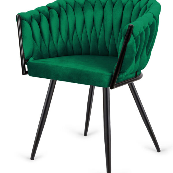 Krzesło plecione Lugano fotel TRECCIA GREEN VELVET SMOKE