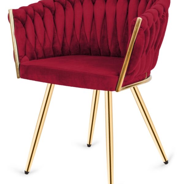 Krzesło plecione Lugano fotel TRECCIA BURGUNDY VELVET GOLD