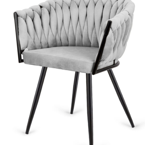 Krzesło plecione Lugano fotel TRECCIA GREY VELVET SMOKE
