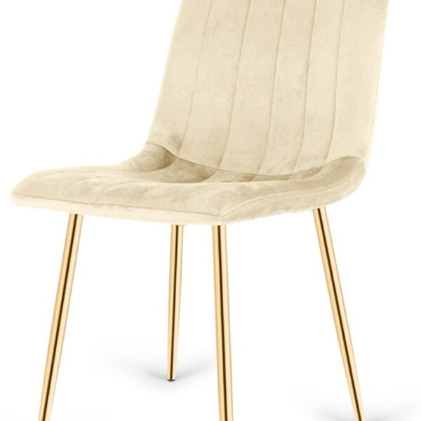 Krzesło tapicerowane AURORA VELVET BEIGE GOLD