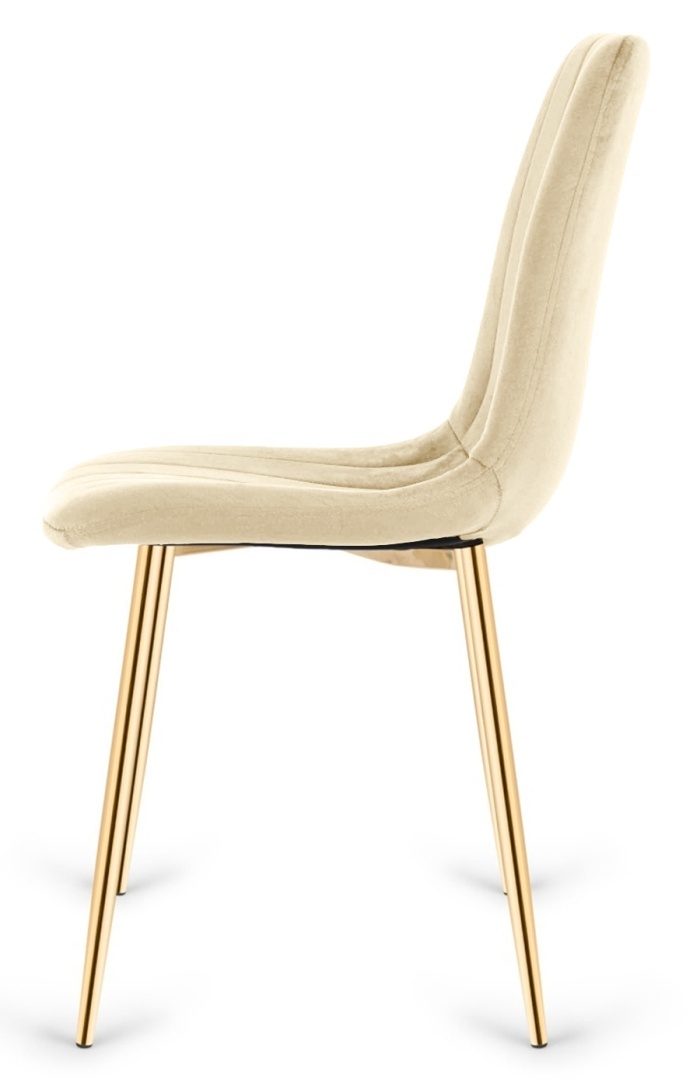 Krzesło tapicerowane AURORA VELVET BEIGE GOLD - obrazek 3