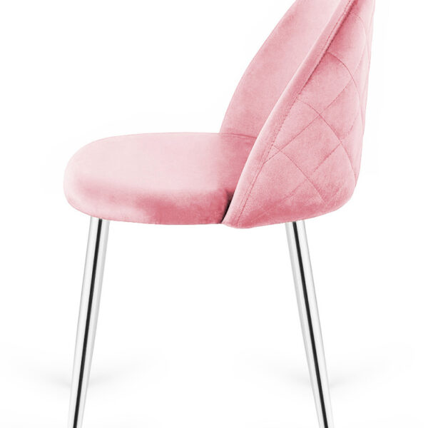 Krzesło tapicerowane GLORIA PINK VELVET SILVER
