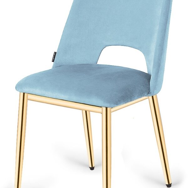 Krzesło tapicerowane GOTI LIGHT BLUE VELVET GOLD