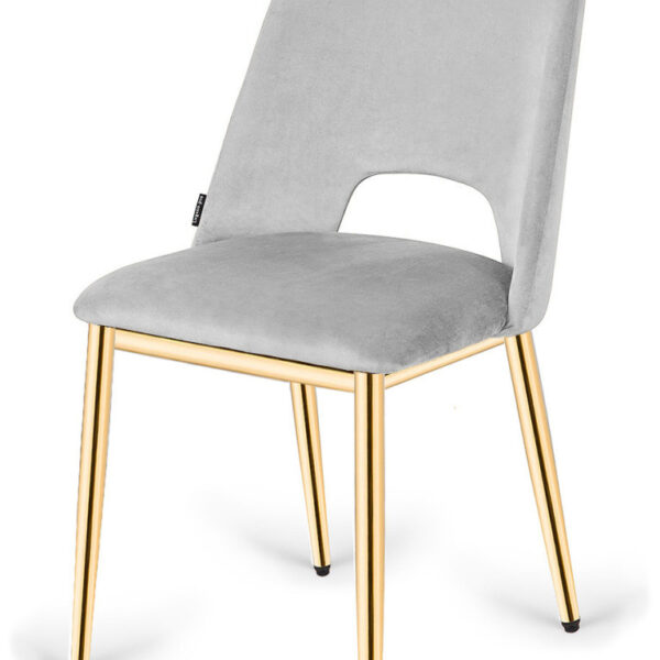 Krzesło tapicerowane GOTI LIGHT GREY VELVET GOLD