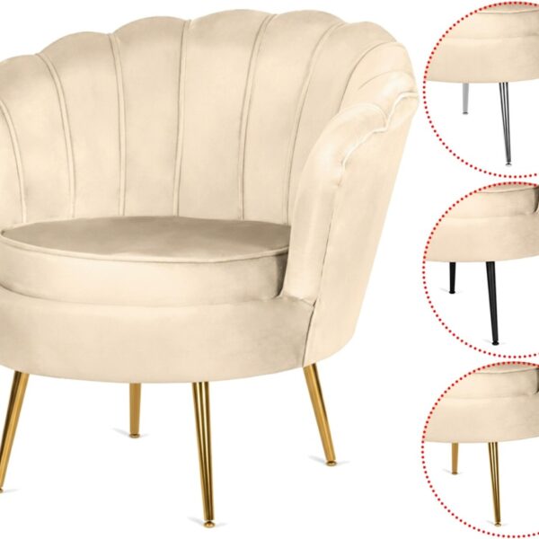 Krzesło Fotel Muszla Lugano DONNA VELVET BEIGE II gatunek