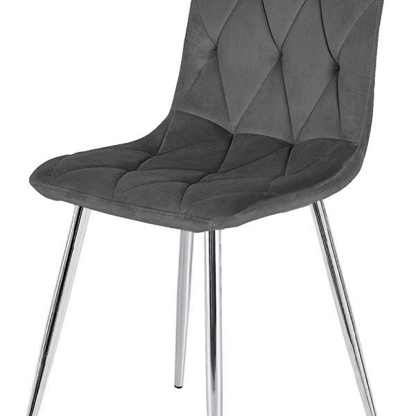 Krzesło tapicerowane BORGO VELVET DARK GREY SILVER